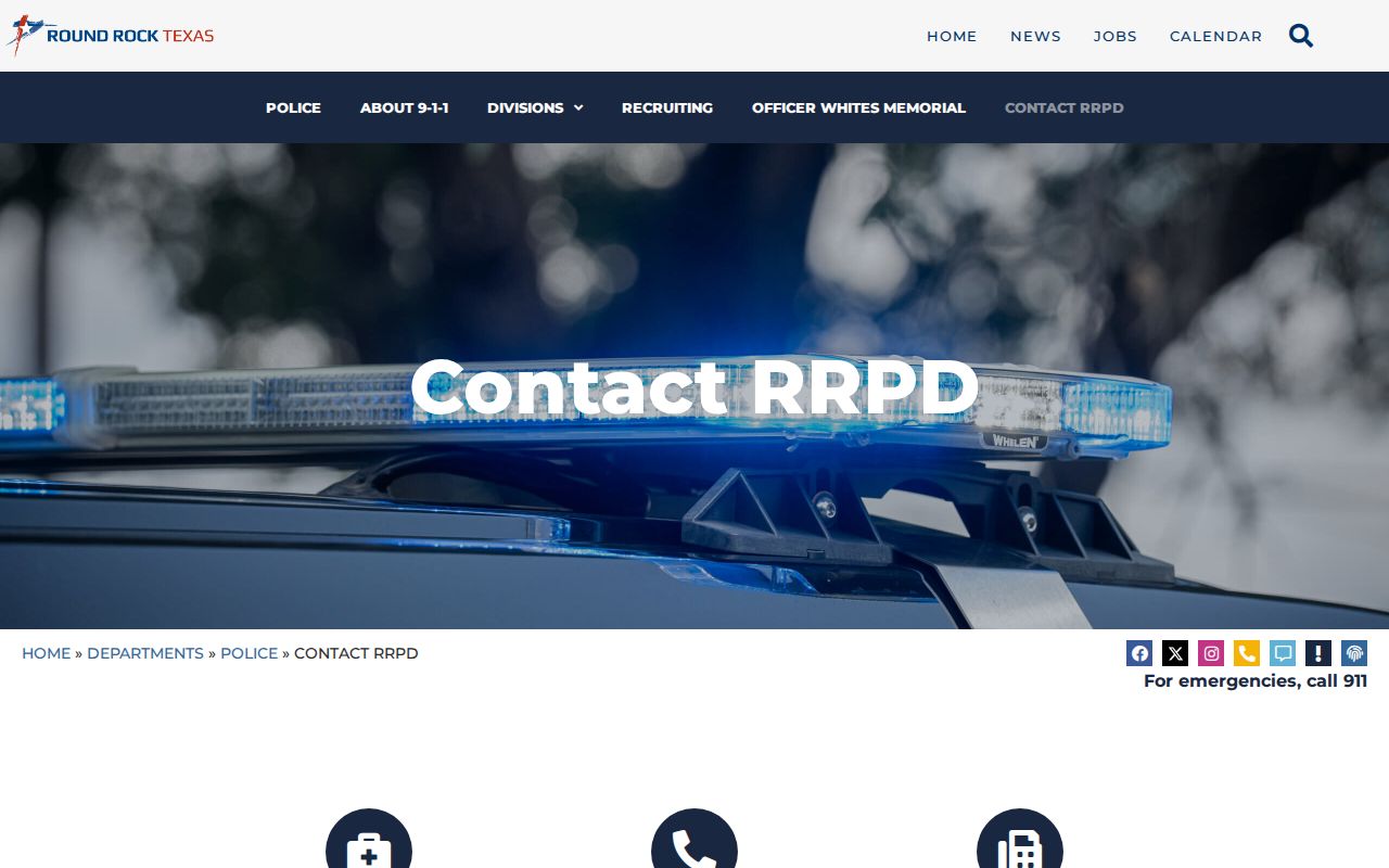 Round Rock Police Department contact information and location