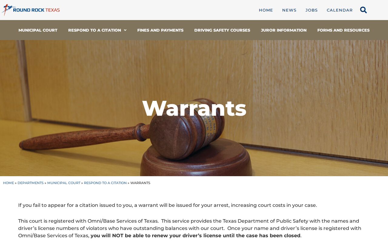 Round Rock Municipal Court safe-harbor warrant appearance instructions